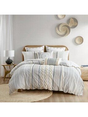 Imani Cotton Printed Duvet Cover Set with Chenille